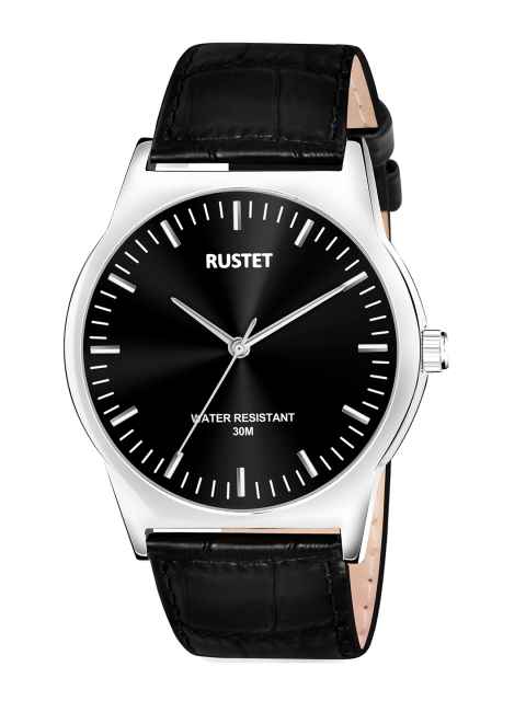 

RUSTET Men Brass Dial & Leather Straps Analogue Watch WP102-BLK-LTH, Black
