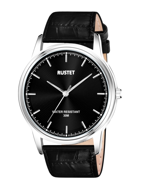 

RUSTET Men Black Printed Dial & Black Leather Straps Analogue Watch WP101-BLK-LTHER