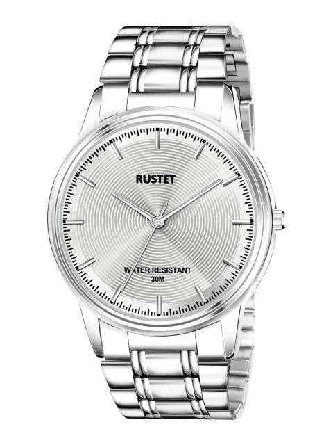 

RUSTET Men Silver-Toned Brass Dial & Silver Toned Stainless Steel Bracelet Style Straps Analogue Watch WP101-WHT-SS-Silver