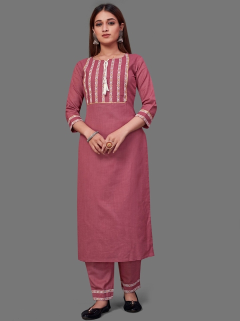 

Zainab chottani Women Pink Printed Pure Cotton Kurta with Trousers