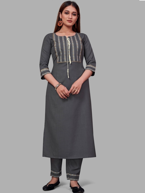 

Zainab chottani Women Grey Pure Cotton Kurta with Palazzos