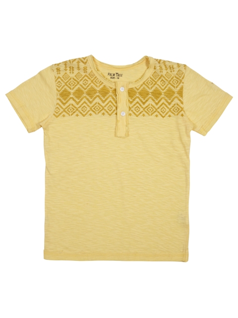 

Palm Tree Boys Yellow Self-Design Henley Neck T-shirt