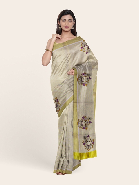 

Pothys Gold-Toned & Purple Ethnic Motifs Pure Cotton Saree