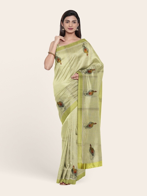 

Pothys Gold-Toned & Yellow Ethnic Motifs Zari Pure Cotton Saree