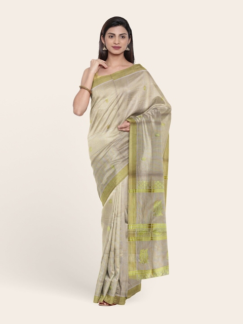 

Pothys Beige & Gold-Toned Floral Zari Pure Cotton Saree