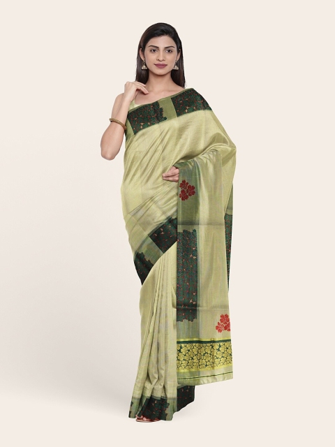 

Pothys Gold-Toned & Red Floral Pure Cotton Saree