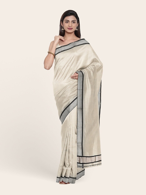 

Pothys Off White & Grey Zari Pure Cotton Saree