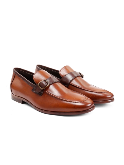 

One8 Men Tan Solid Leather Formal Monk Shoes