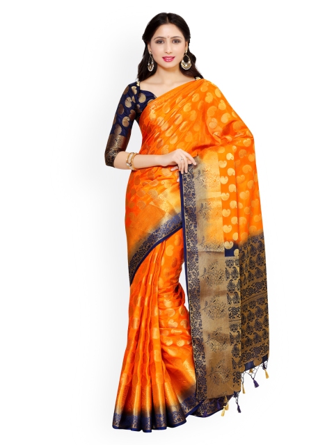 

MIMOSA Orange Art Silk Woven Design Kanjeevaram Saree