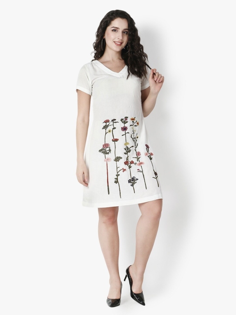 

Again fashions White Floral A-Line Dress