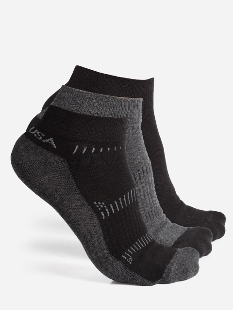 

JUMP USA Men Pack Of 3 Assorted Ankle Length Cotton Socks, Grey