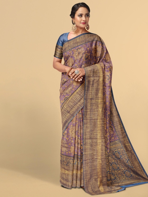

Kalamandir Lavender Floral Zari Silk Blend Saree