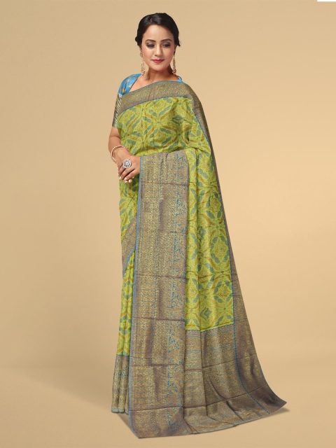 

Kalamandir Green & Blue Woven Design Zari Silk Blend Saree