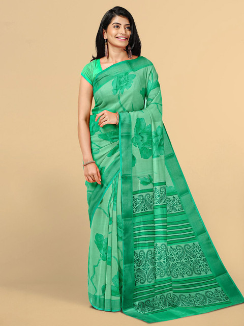 

Kalamandir Sea Green Floral Linen Blend Saree