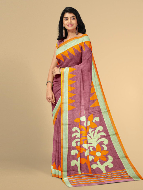

Kalamandir Brown & Green Floral Jute Silk Saree