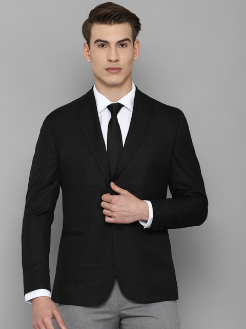

Louis Philippe Men Black Solid Slim-Fit Single Breasted Blazers