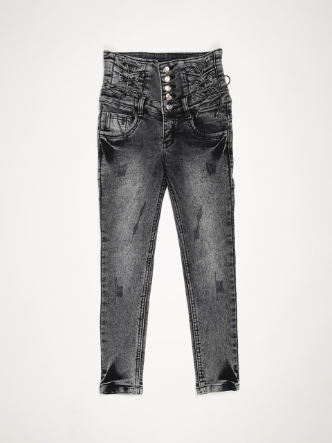 

V2 Value & Variety Girls Black Mildly Distressed Heavy Fade Jeans