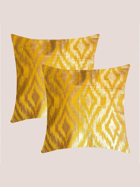 

Molcha Mustard Set of 2 Geometric Square Cushion Covers