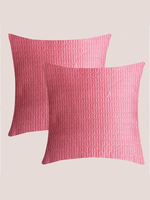 

Molcha Pink Set of 2 Geometric Square Cushion Covers