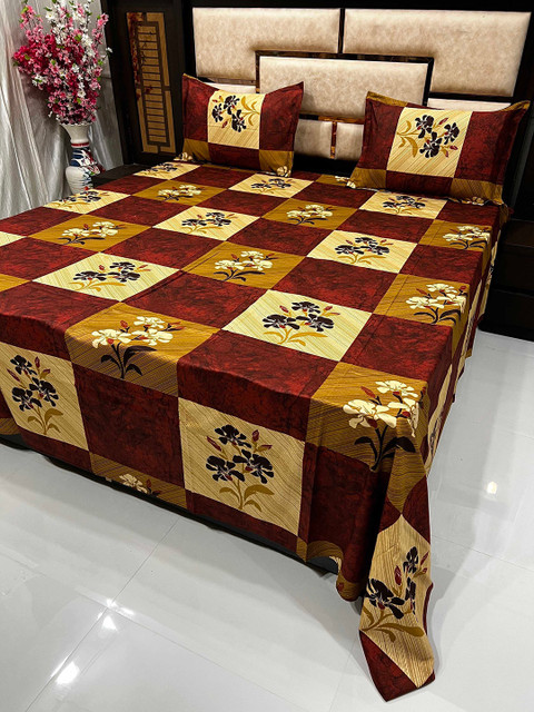

Pure Decor Unisex Multi Bedsheets, Maroon