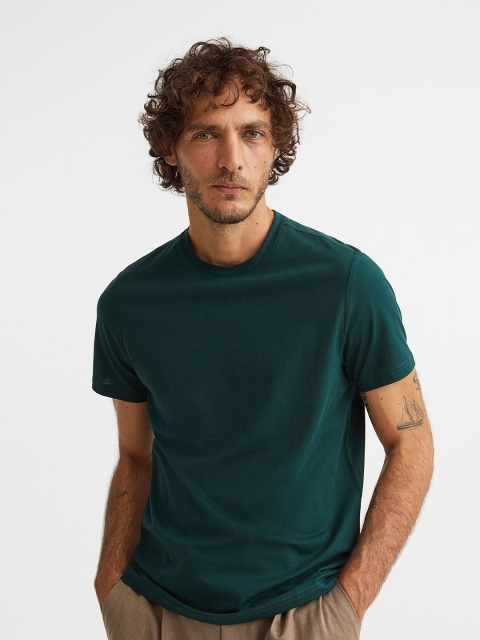 

H&M Men Green Slim Fit Pima Cotton T-shirt