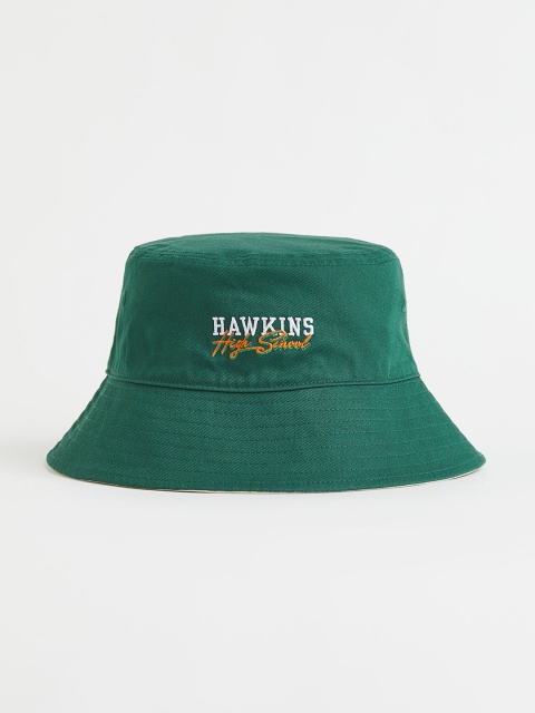 

H&M Men Green Solid Reversible Cotton Bucket Hat