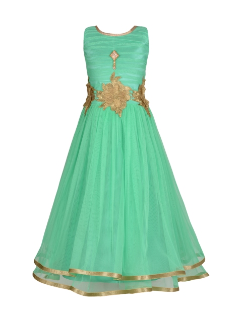 

Aarika Girls Green Self-Design Maxi Dress