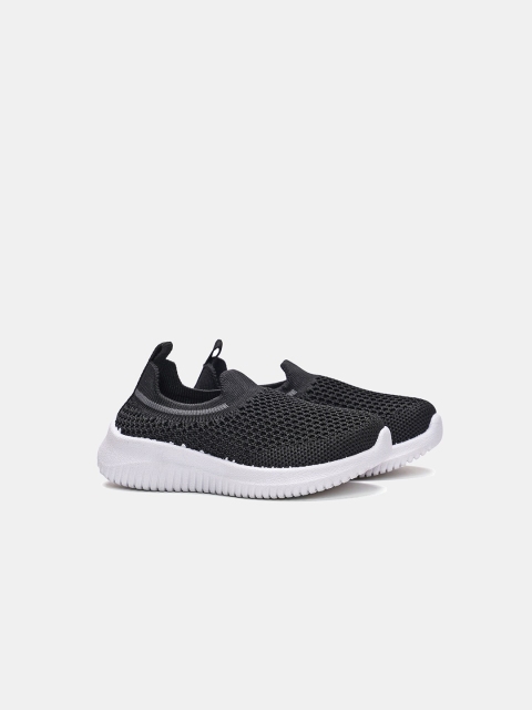 

R&B Boys Black Woven Design Slip-On Sneakers