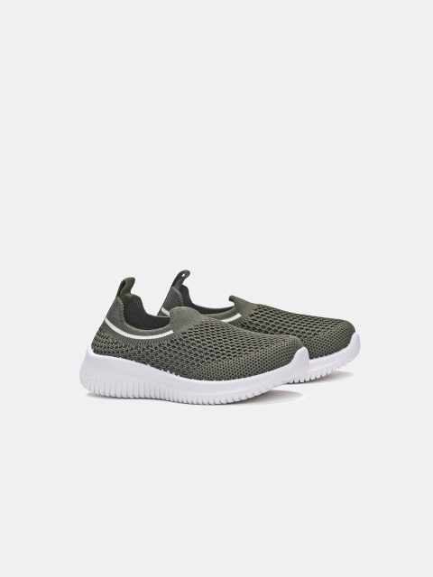 

R&B Boys Olive Green Woven Design Slip-On Sneakers