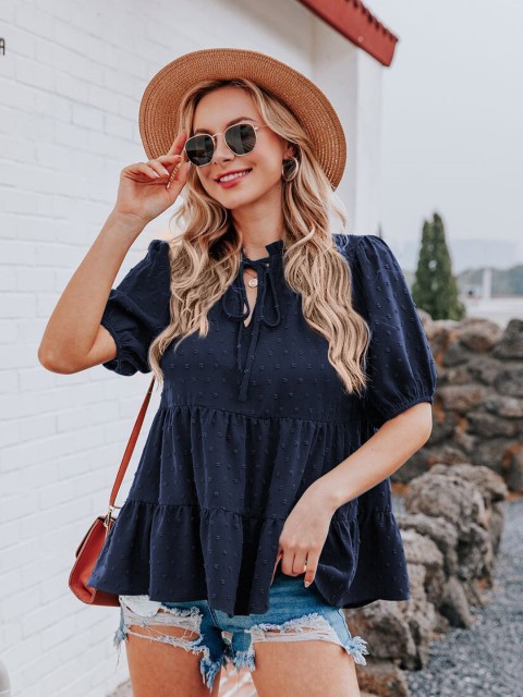 

La Aimee women Navy Blue Empire Top