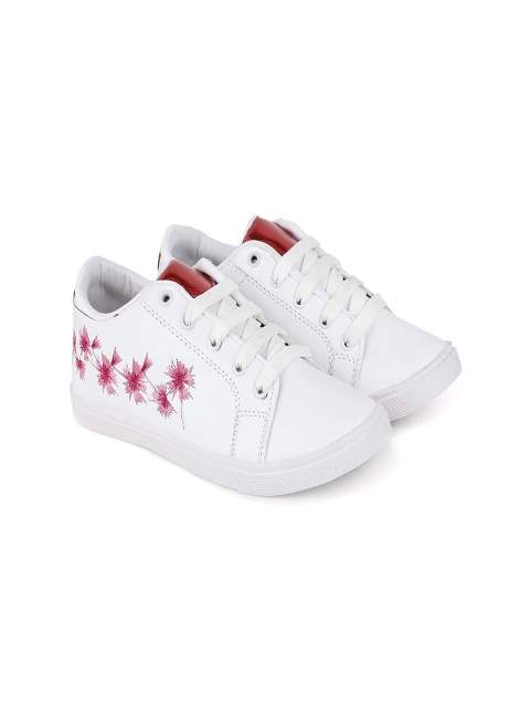 

BEONZA Women White Casual Printed Lace up Sneakers