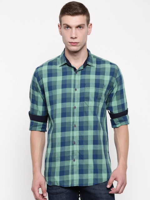 

Nature Casuals Men Blue & Green Slim Fit Checked Casual Shirt