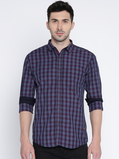 

Nature Casuals Men Purple Slim Fit Checked Casual Shirt