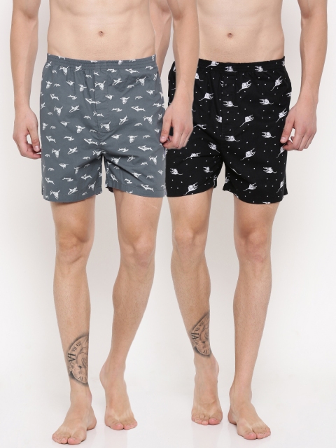 

Nature Casuals Pack of 2 Printed Boxers 05170995N1605XL, Black