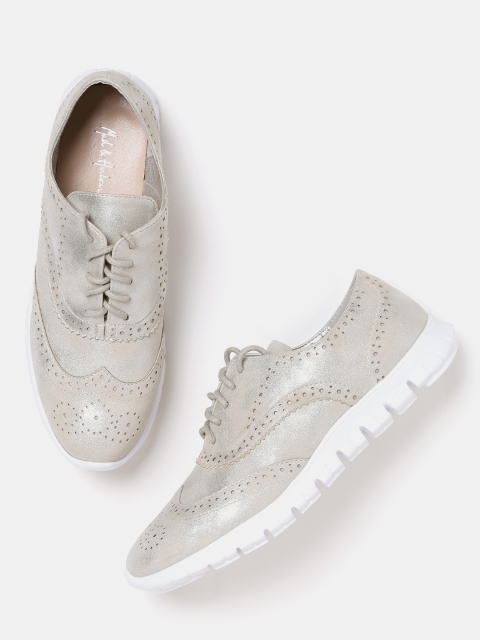 

Mast & Harbour Women Silver-Toned Shimmer Casual Brogues