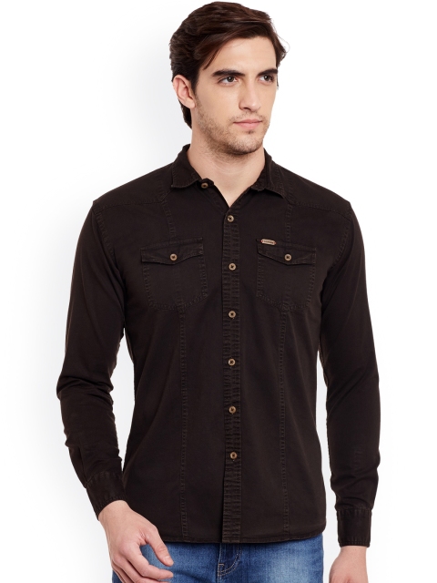 

L.A. SEVEN Men Coffee Brown Slim Fit Solid Casual Shirt