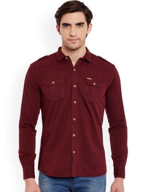

L.A. SEVEN Men Maroon Slim Fit Solid Casual Shirt