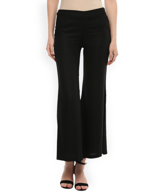 

STREET 9 Women Black Tailored Flared Fit Solid Bootcut Trousers