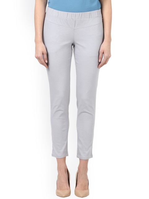 

Park Avenue Woman Women Grey Solid Formal Trousers