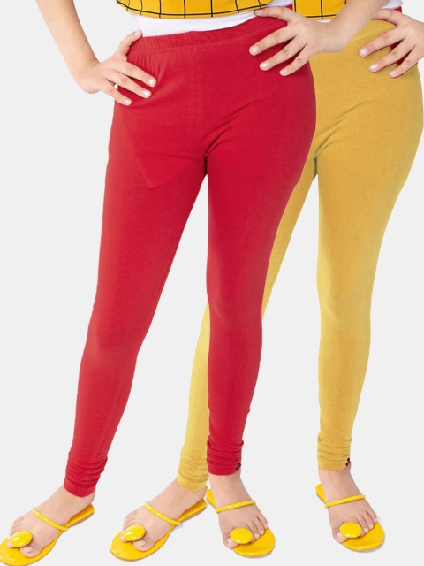 

FRENCH KLEIDER Set of 2 Yellow & Red Casual Cotton Leggings