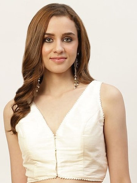 

Studio Shringaar White Embroidered Saree Blouse