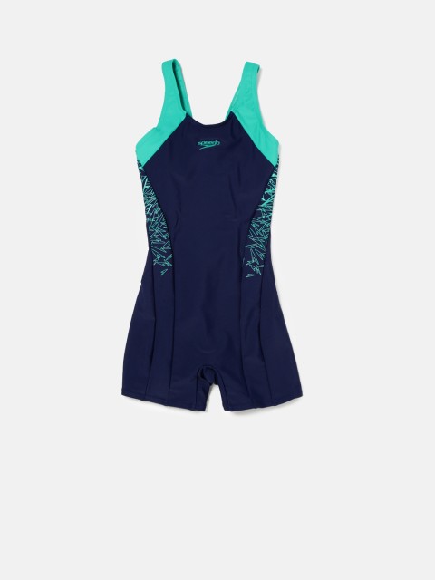 

Speedo Girls Navy & Green Printed Swimsuit 810845B369, Navy blue