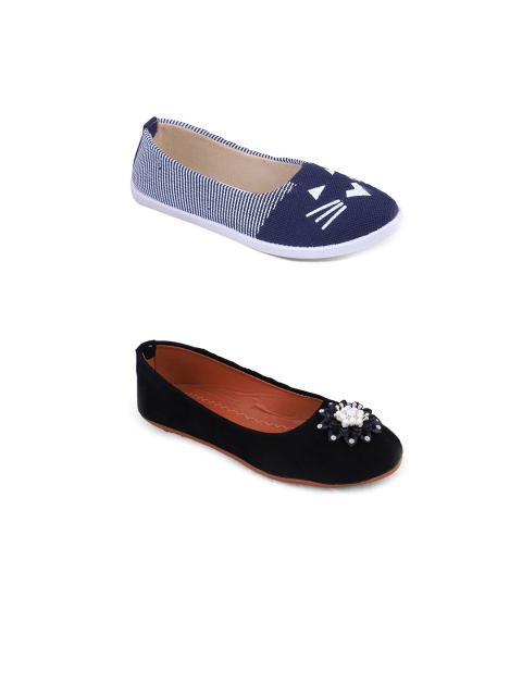

FABBMATE Women Blue Printed Bows Flats
