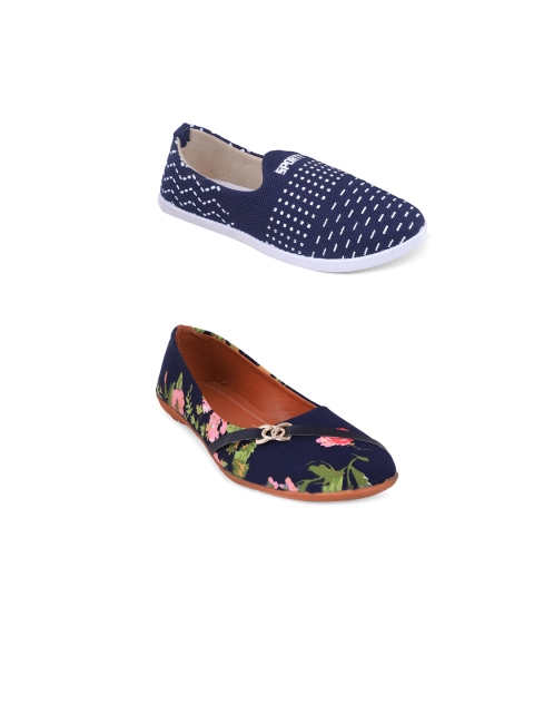 

FABBMATE Women Set of 2 Blue Printed Flats