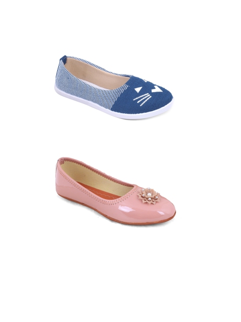 

FABBMATE Women Set of 2 Pink & Blue Flats