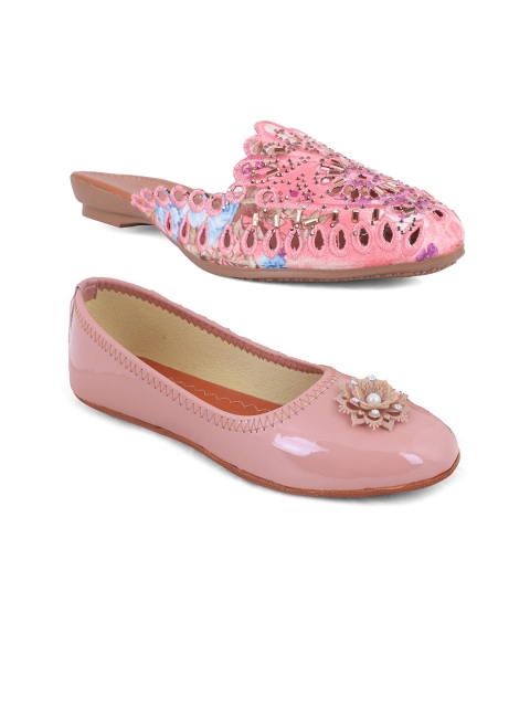 

FABBMATE Women Pink Embellished Pack of 2 Flats