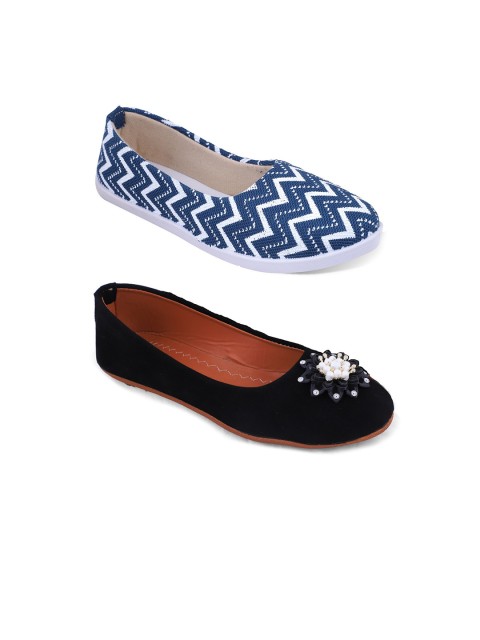 

FABBMATE Women Black Printed Flats