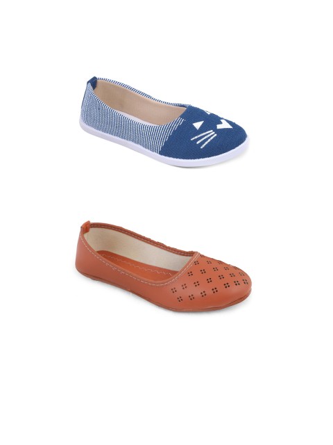 

FABBMATE Women Blue & Brown Slip On Printed Flats