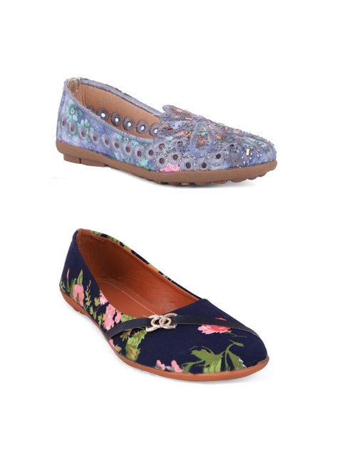 

FABBMATE Women Multicoloured Printed Laser Cuts Flats, Multi