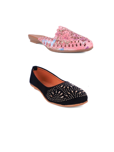 

FABBMATE Women Multicoloured Laser Cuts Flats, Multi